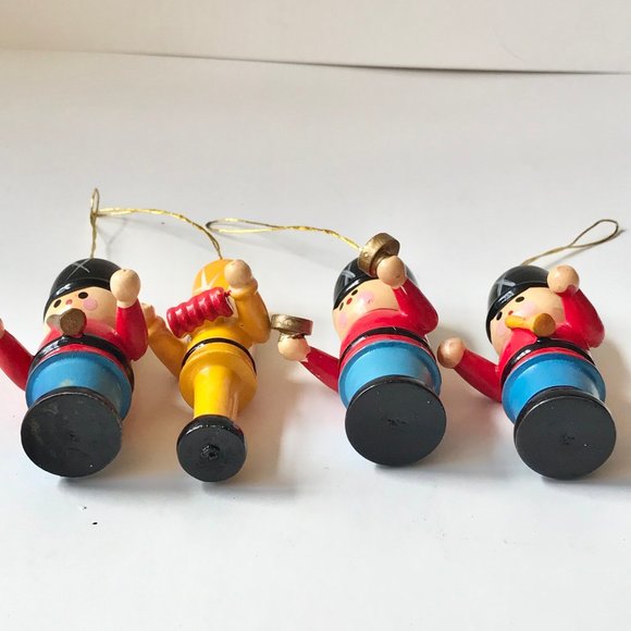 Vintage Wood Toy Soldiers Christmas Ornaments Hand Painted Drummer Nutcracker - Picture 9 of 10